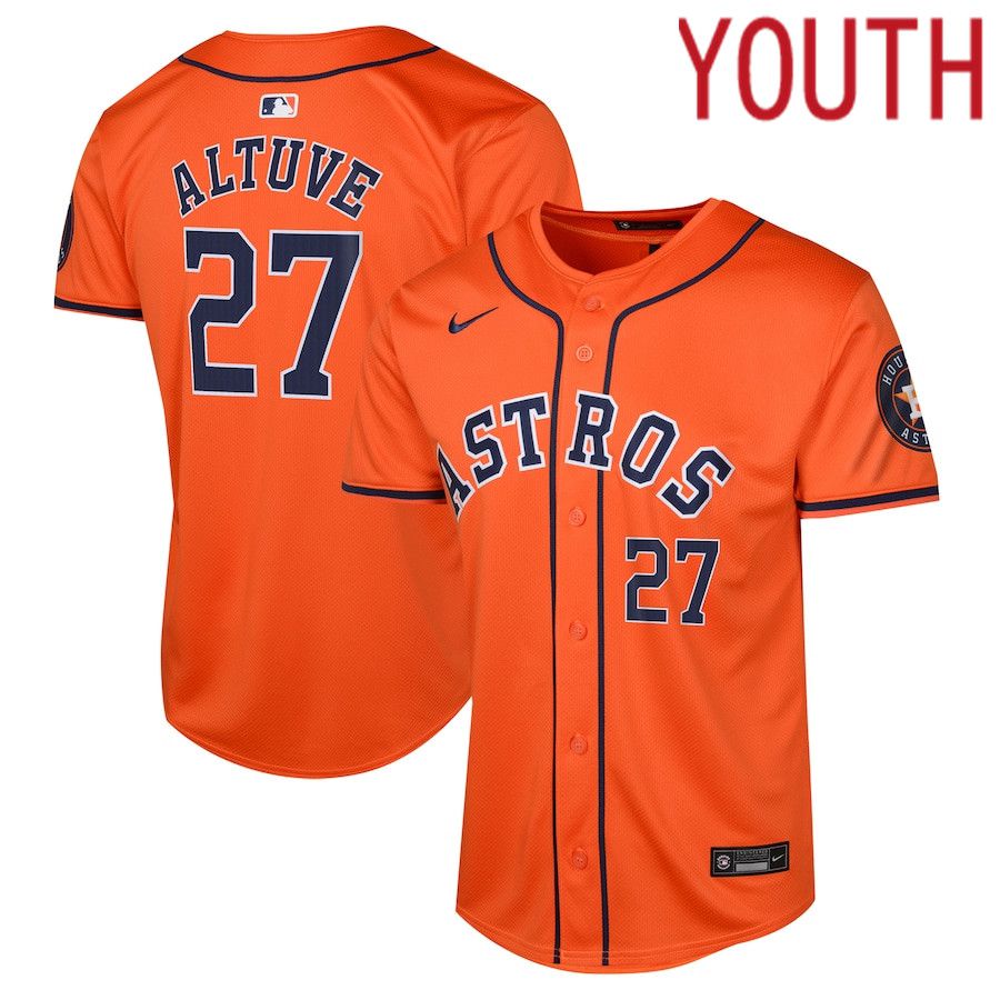 Youth Houston Astros #27 Jose Altuve Nike Orange Alternate Limited Player MLB Jersey->youth mlb jersey->Youth Jersey